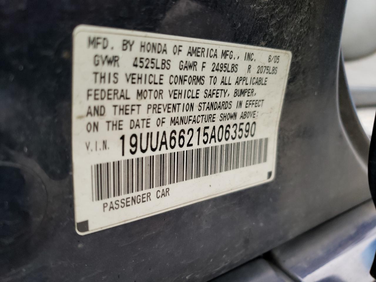 19UUA66215A063590 2005 Acura Tl