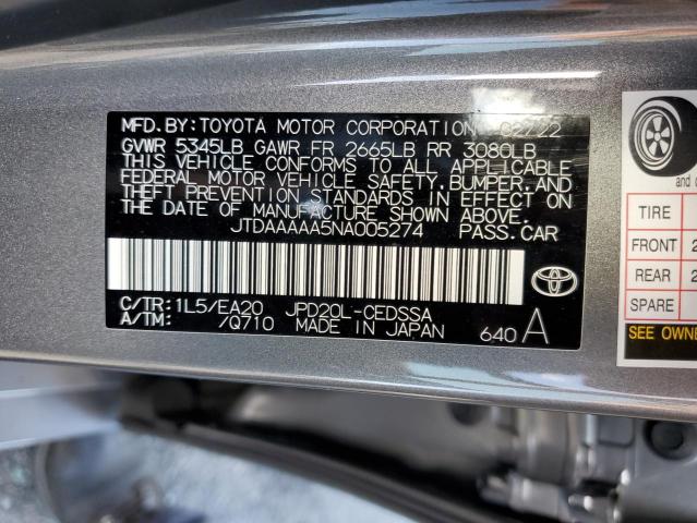 JTDAAAAA5NA005274 Toyota Mirai Le  12