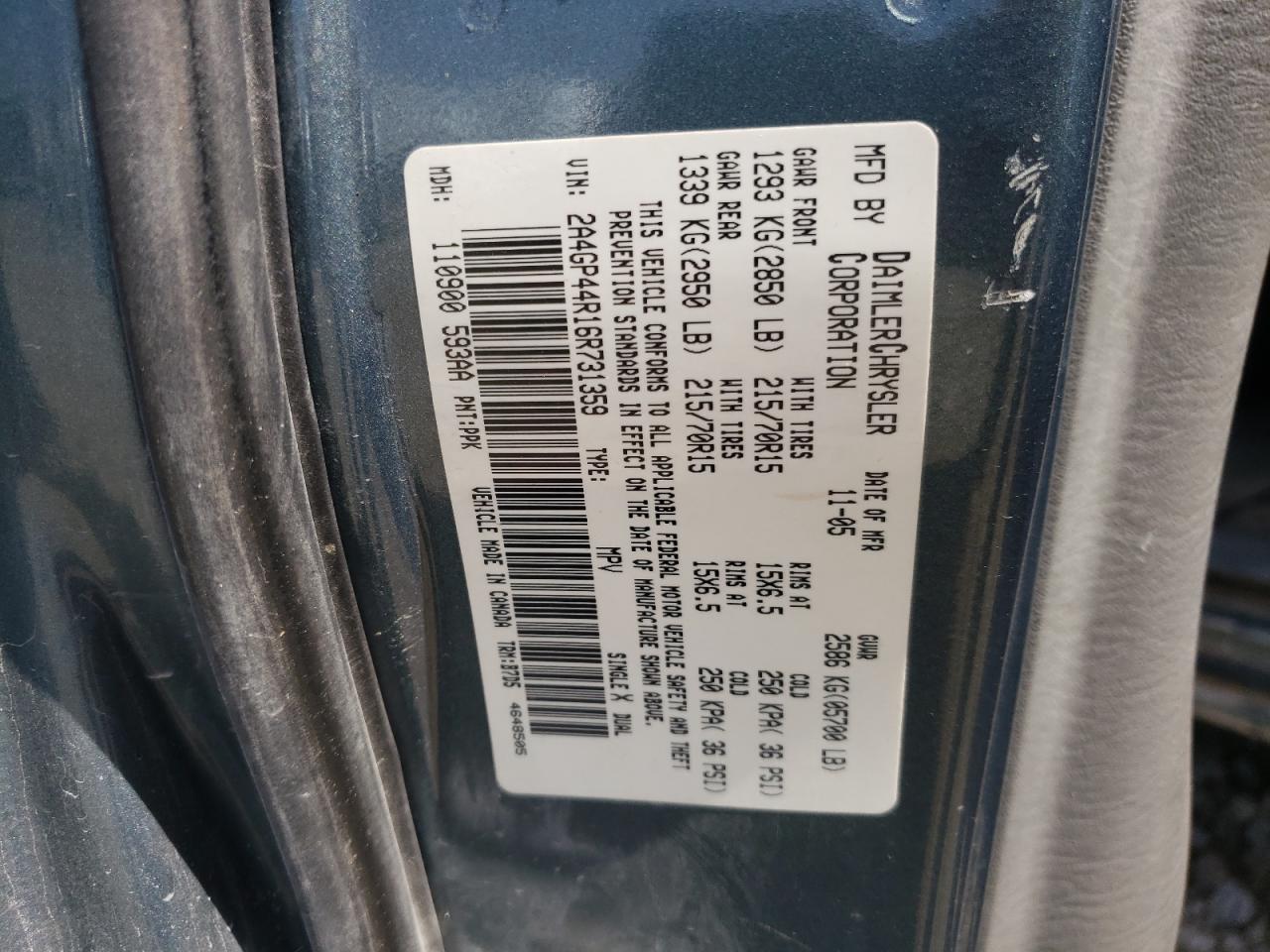 2A4GP44R16R731359 2006 Chrysler Town & Country Lx