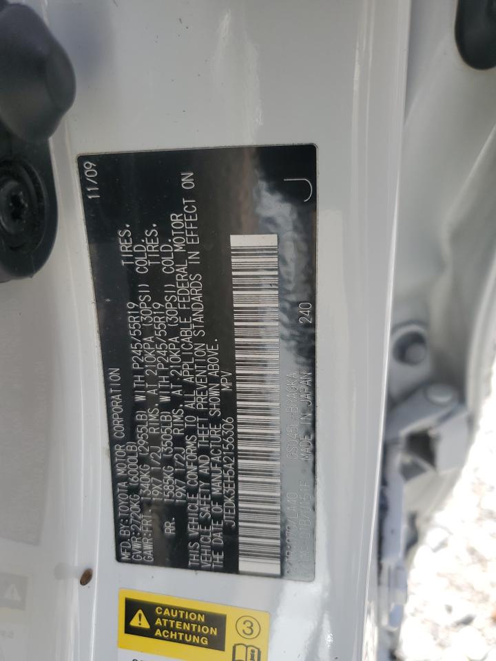 JTEDK3EH5A2156306 2010 Toyota Highlander Limited