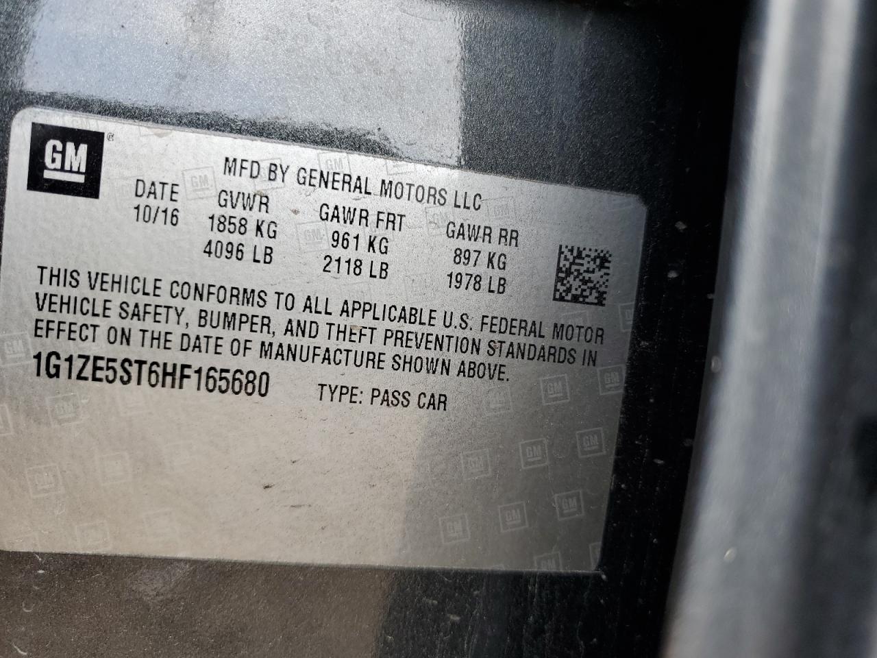 1G1ZE5ST6HF165680 2017 Chevrolet Malibu Lt