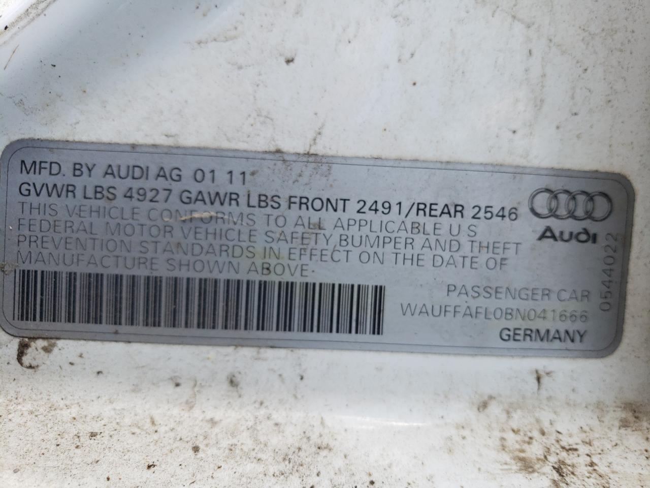 WAUFFAFL0BN041666 2011 Audi A4 Premium Plus