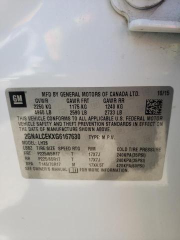 2016 Chevrolet Equinox Lt VIN: 2GNALCEKXG6167630 Lot: 57810034