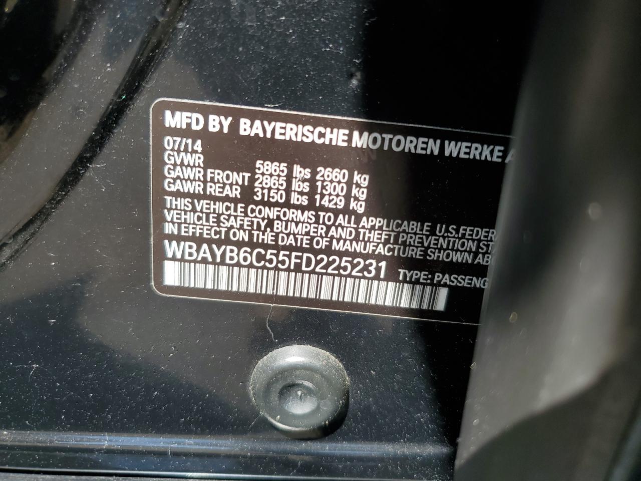 WBAYB6C55FD225231 2015 BMW 750 Xi