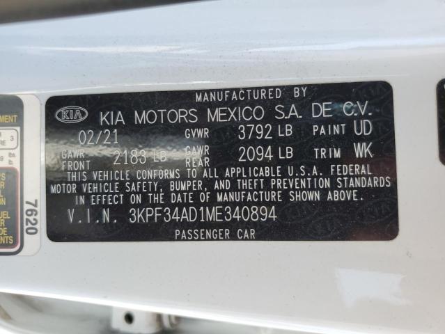 2021 Kia Forte Gt Line VIN: 3KPF34AD1ME340894 Lot: 59950544
