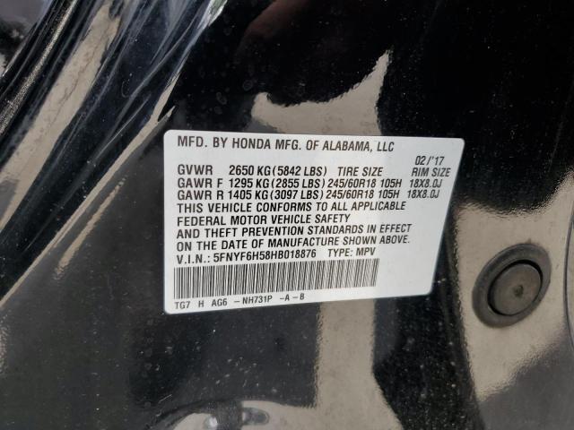 2017 Honda Pilot Exl VIN: 5FNYF6H58HB018876 Lot: 57978354