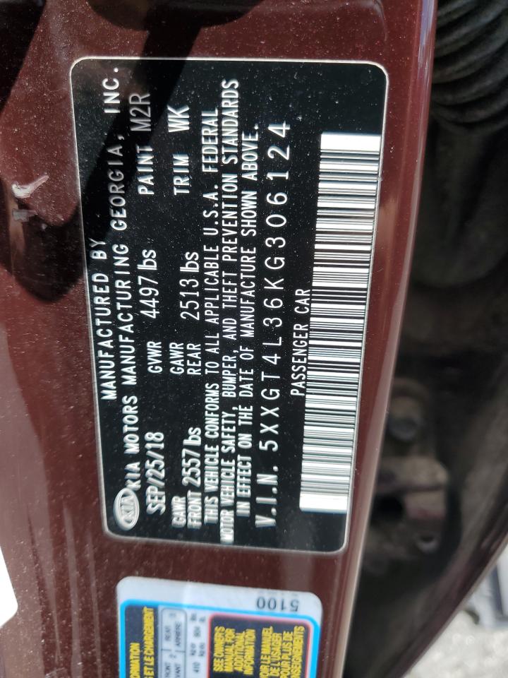 5XXGT4L36KG306124 2019 Kia Optima Lx