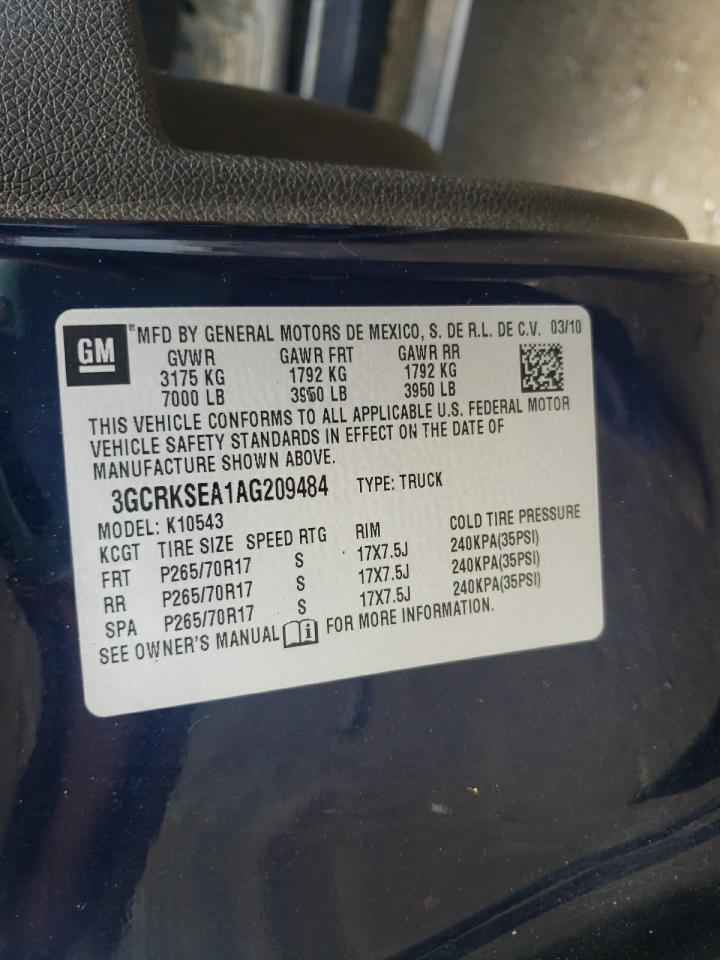 3GCRKSEA1AG209484 2010 Chevrolet Silverado K1500 Lt