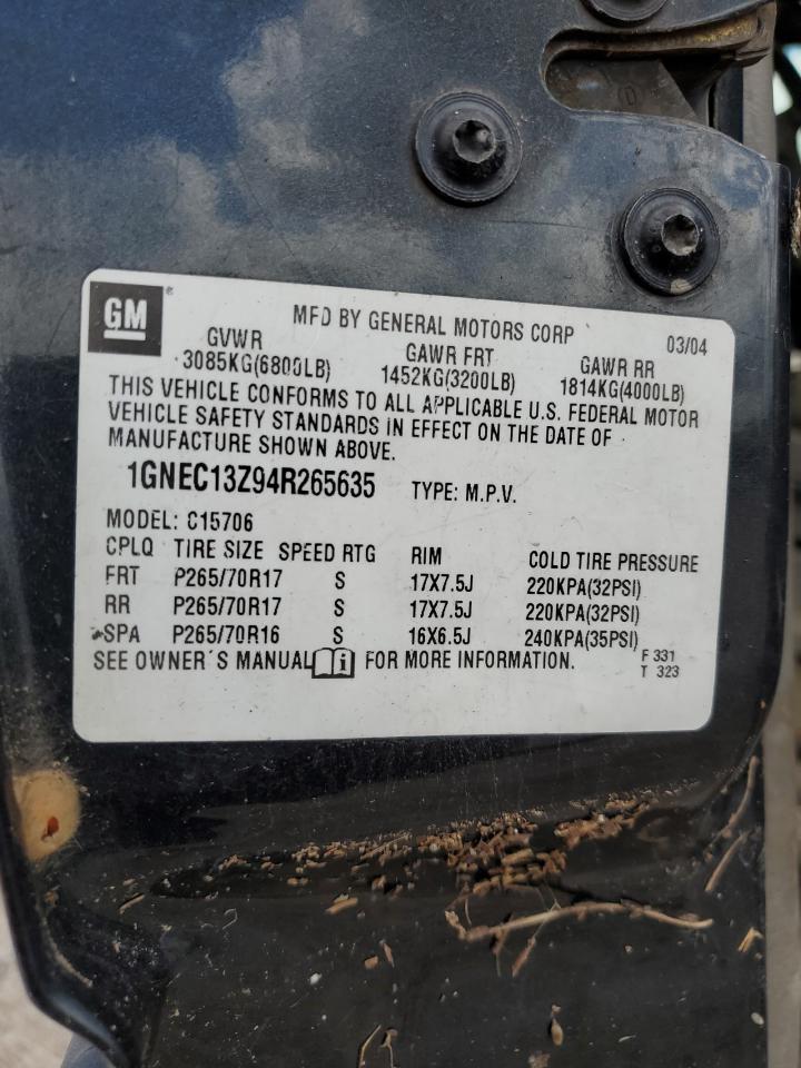 1GNEC13Z94R265635 2004 Chevrolet Tahoe C1500