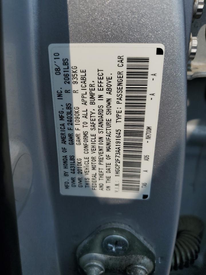 1HGCP2F73AA191645 2010 Honda Accord Ex
