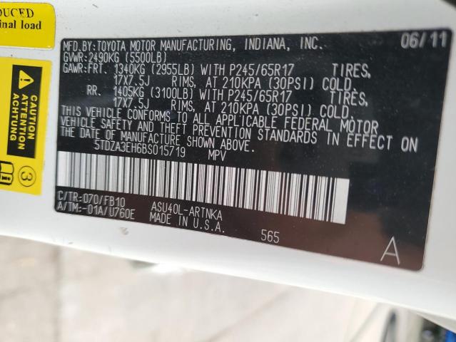 2011 Toyota Highlander Base VIN: 5TDZA3EH6BS015719 Lot: 60550094