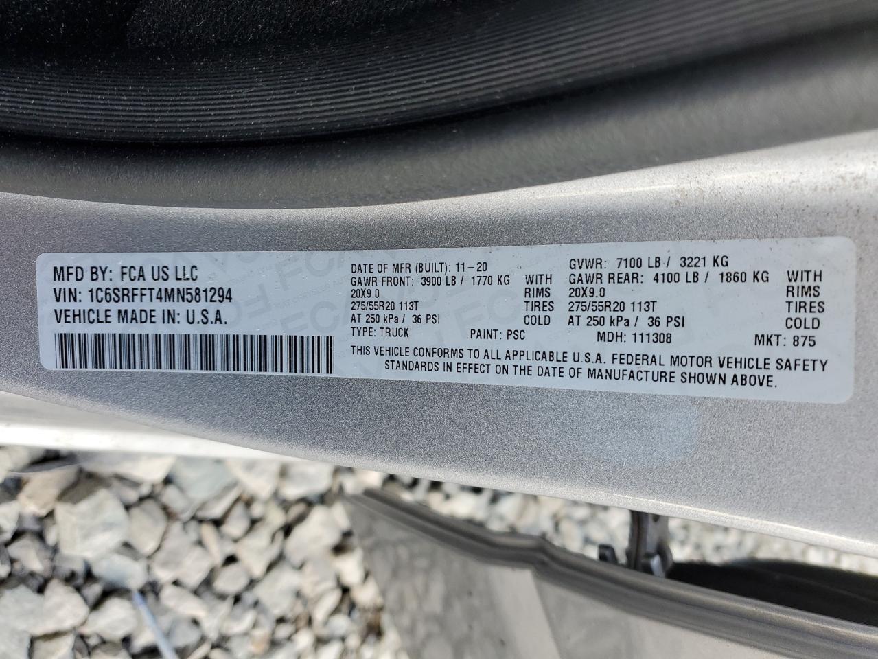 1C6SRFFT4MN581294 2021 Ram 1500 Big Horn/Lone Star