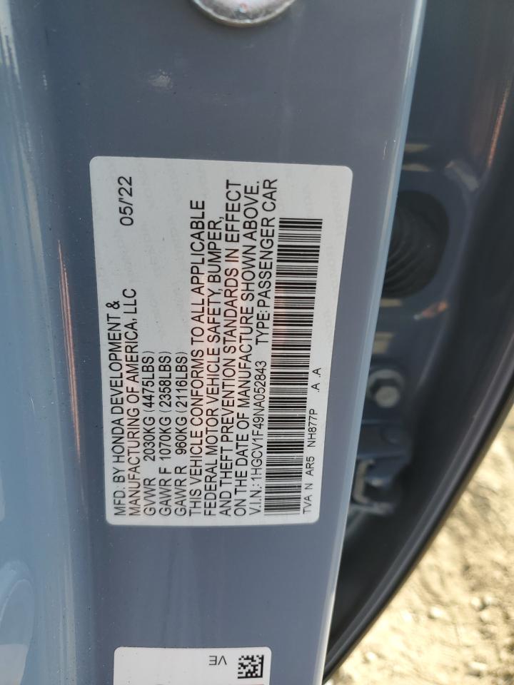 2022 Honda Accord Sport Se vin: 1HGCV1F49NA052843