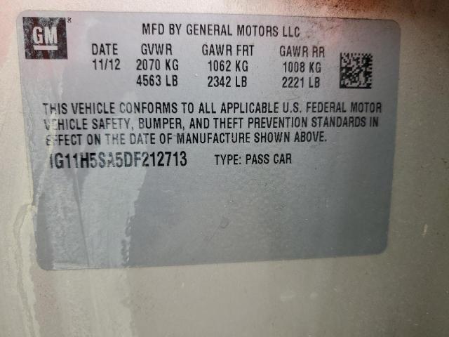 2013 Chevrolet Malibu Ltz VIN: 1G11H5SA5DF212713 Lot: 57048944