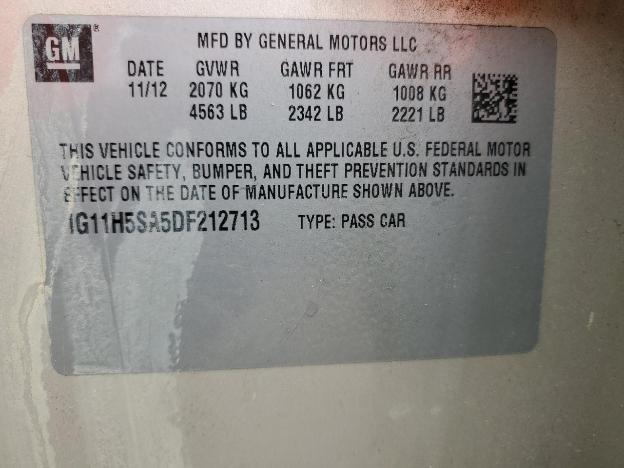 1G11H5SA5DF212713 2013 Chevrolet Malibu Ltz