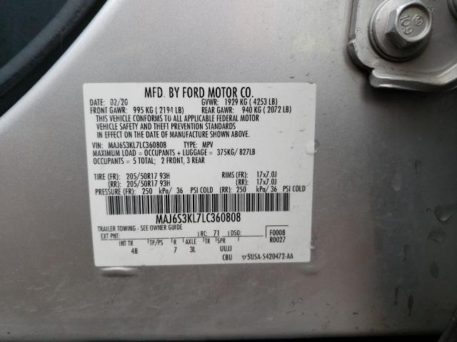 2020 Ford Ecosport Titanium VIN: MAJ6S3KL7LC360808 Lot: 59500724