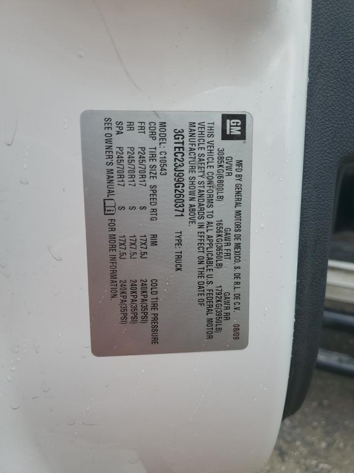 3GTEC23J99G260371 2009 GMC Sierra C1500 Sle