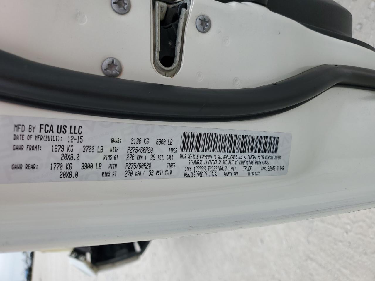 1C6RR6LT3GS210412 2016 Ram 1500 Slt