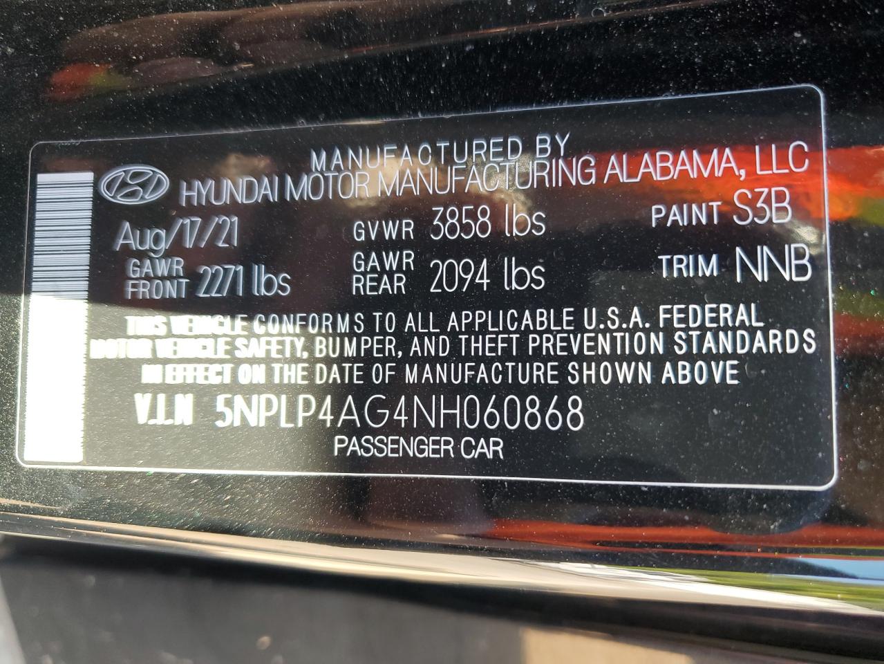 5NPLP4AG4NH060868 2022 Hyundai Elantra Limited