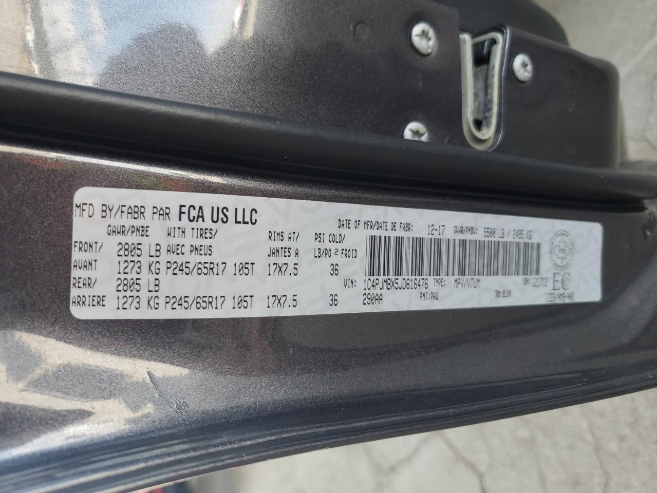 1C4PJMBX5JD616476 2018 Jeep Cherokee Trailhawk