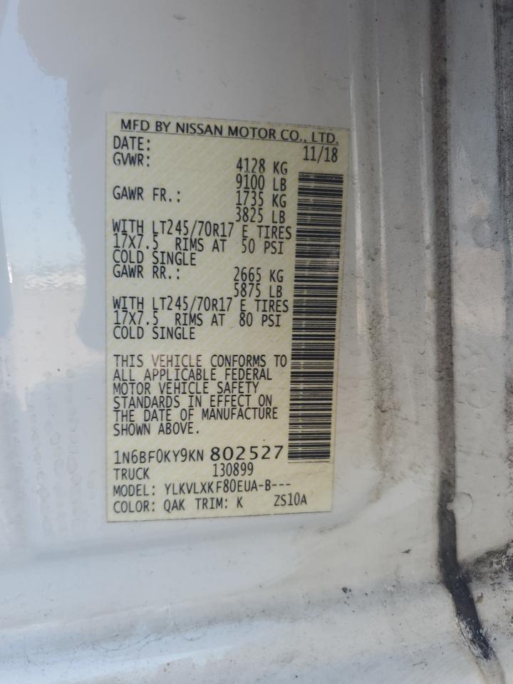 1N6BF0KY9KN802527 2019 Nissan Nv 2500 S