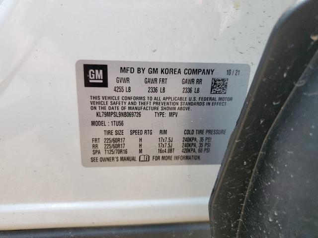 2022 Chevrolet Trailblazer Lt VIN: KL79MPSL9NB069726 Lot: 57015454