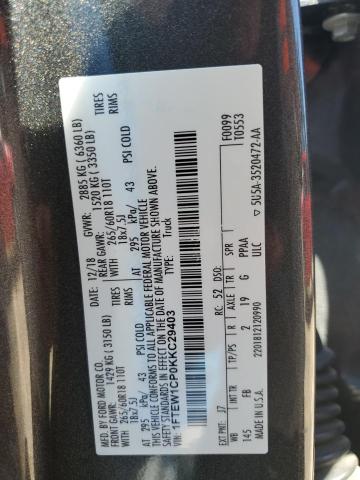 2019 Ford F150 Supercrew VIN: 1FTEW1CP0KKC29403 Lot: 57829024