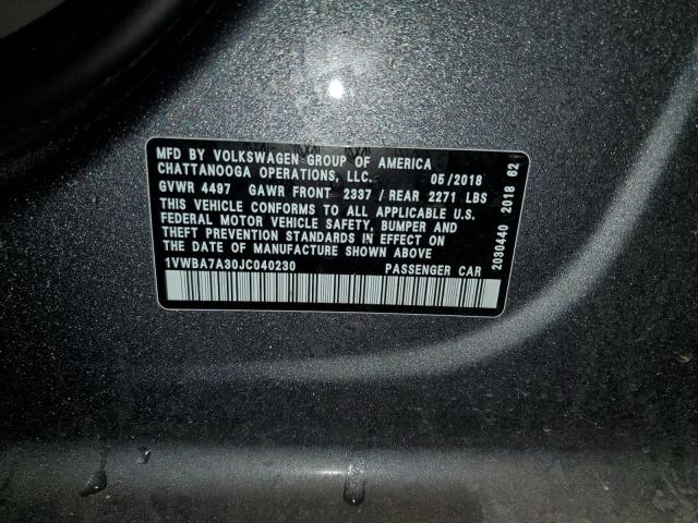 2018 Volkswagen Passat Se VIN: 1VWBA7A30JC040230 Lot: 58062974