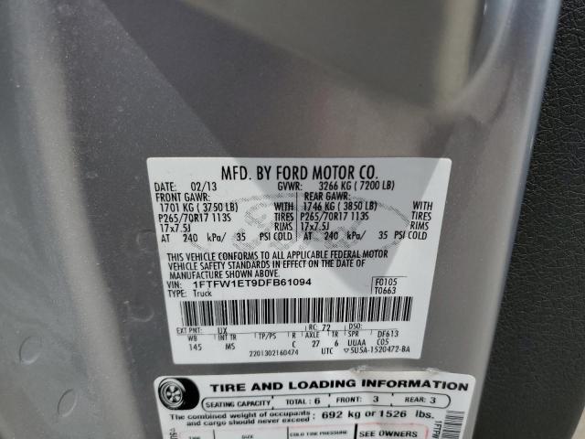 2013 Ford F150 Supercrew VIN: 1FTFW1ET9DFB61094 Lot: 59271164