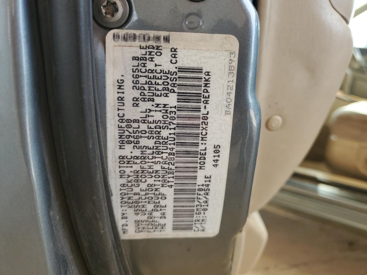 4T1BF28B41U117031 2001 Toyota Avalon Xl