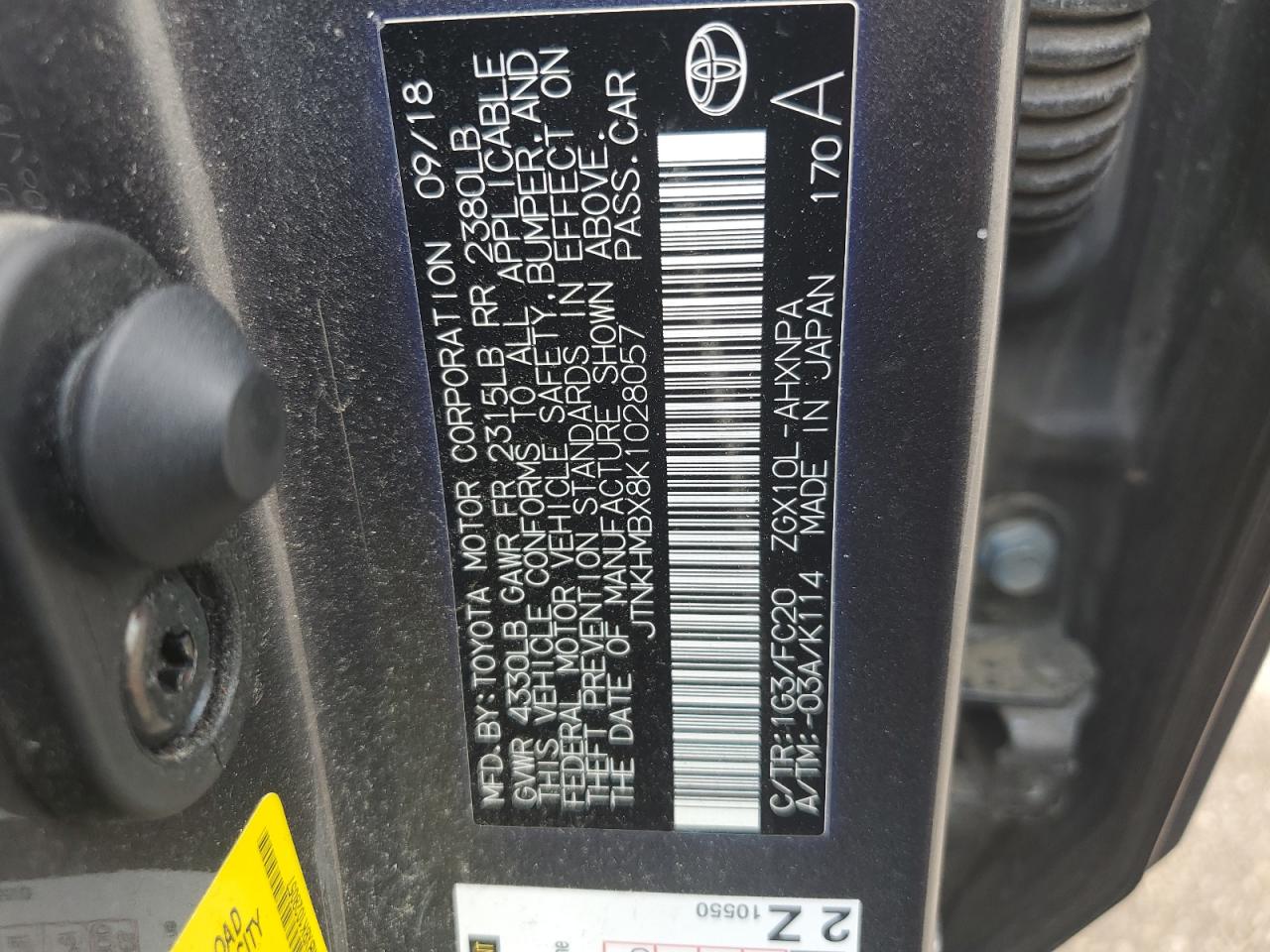 JTNKHMBX8K1028057 2019 Toyota C-Hr Xle