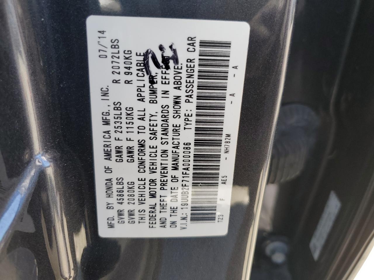 19UUB2F71FA000086 2015 Acura Tlx Advance