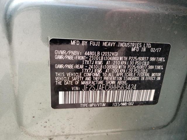 2017 Subaru Forester 2.5I Premium VIN: JF2SJAEC8HH563424 Lot: 59748484