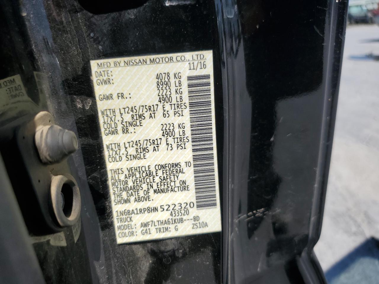 1N6BA1RP8HN522320 2017 Nissan Titan Xd S