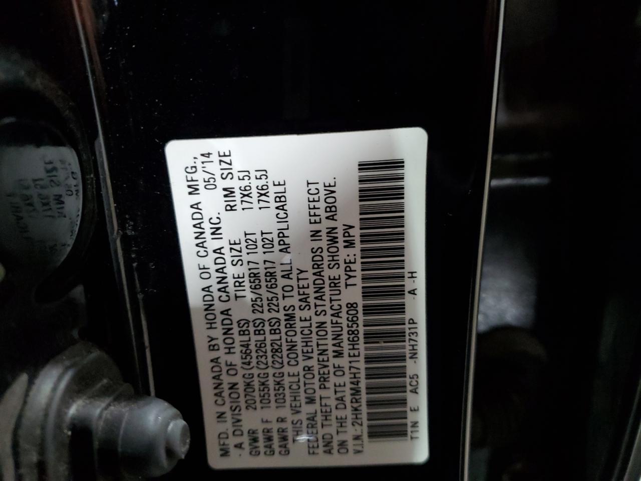 2HKRM4H71EH685608 2014 Honda Cr-V Exl