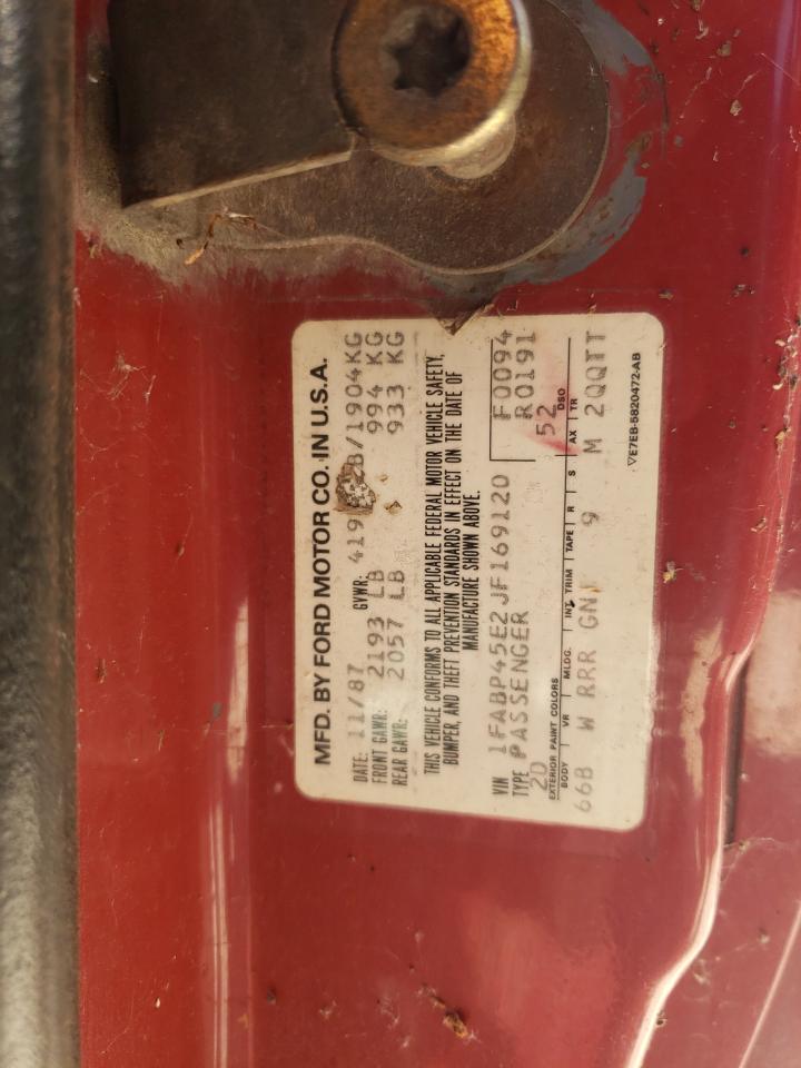 1FABP45E2JF169120 1988 Ford Mustang Gt