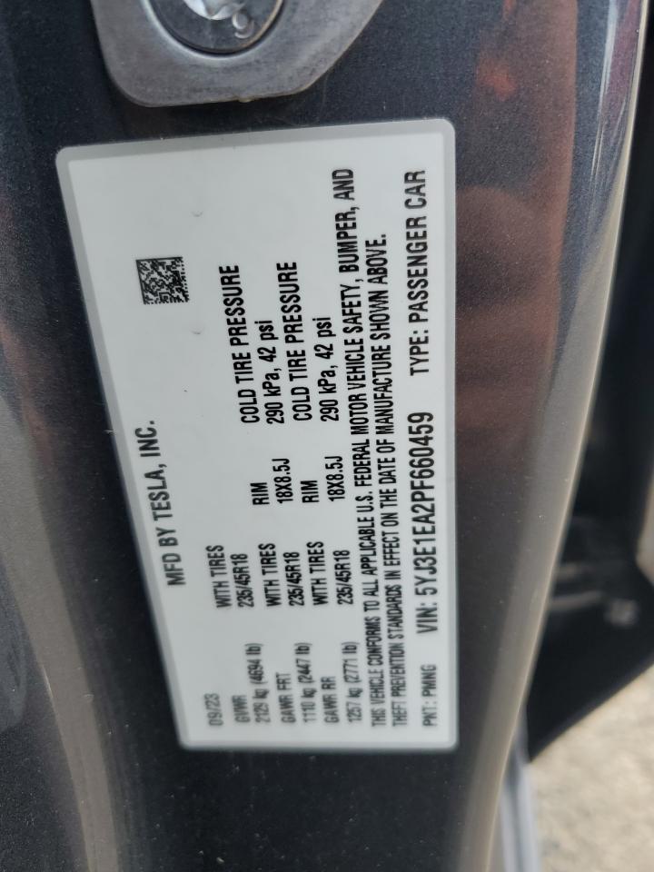 5YJ3E1EA2PF660459 2023 Tesla Model 3