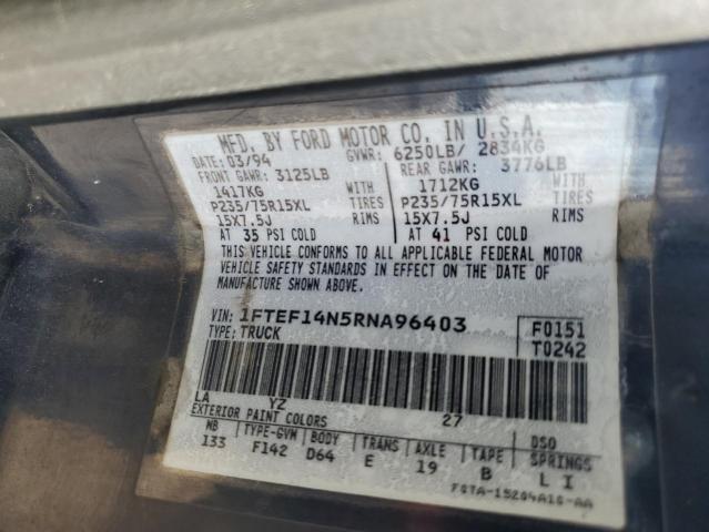 1994 Ford F150 VIN: 1FTEF14N5RNA96403 Lot: 59395554
