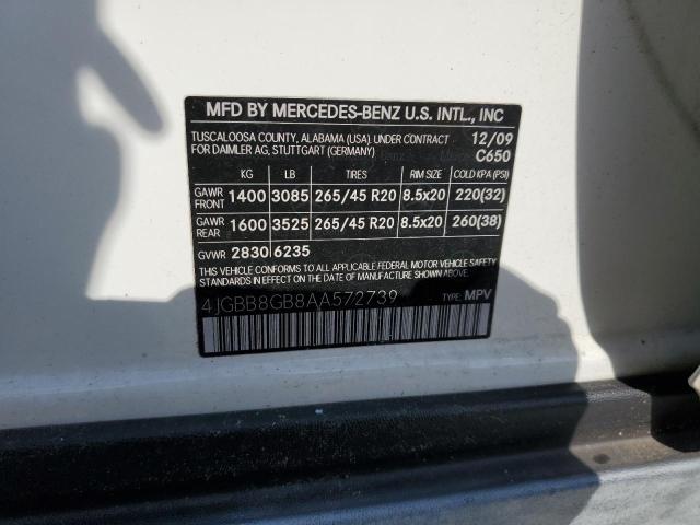 2010 Mercedes-Benz Ml 350 4Matic VIN: 4JGBB8GB8AA572739 Lot: 56445484