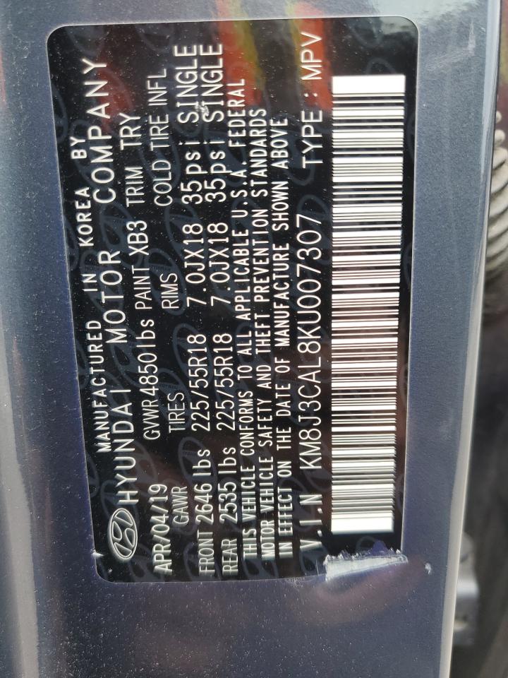 KM8J3CAL8KU007307 2019 Hyundai Tucson Limited