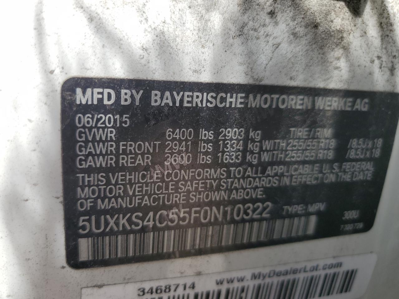 5UXKS4C55F0N10322 2015 BMW X5 xDrive35D