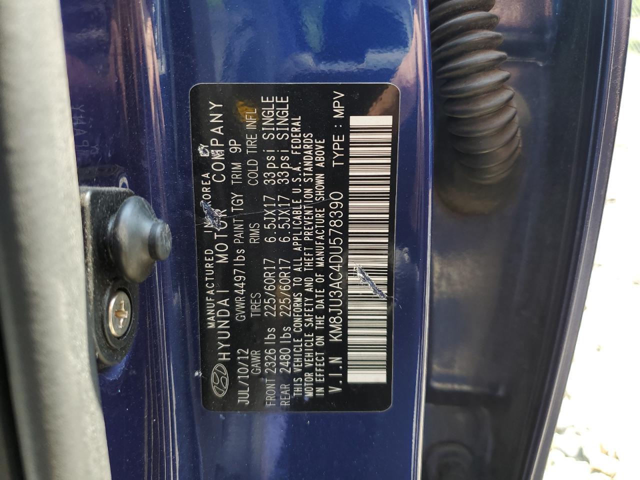 KM8JU3AC4DU578390 2013 Hyundai Tucson Gls