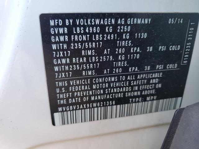 2014 Volkswagen Tiguan S VIN: WVGBV3AX9EW621356 Lot: 59220864