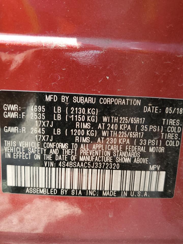 4S4BSAAC5J3372320 2018 Subaru Outback 2.5I