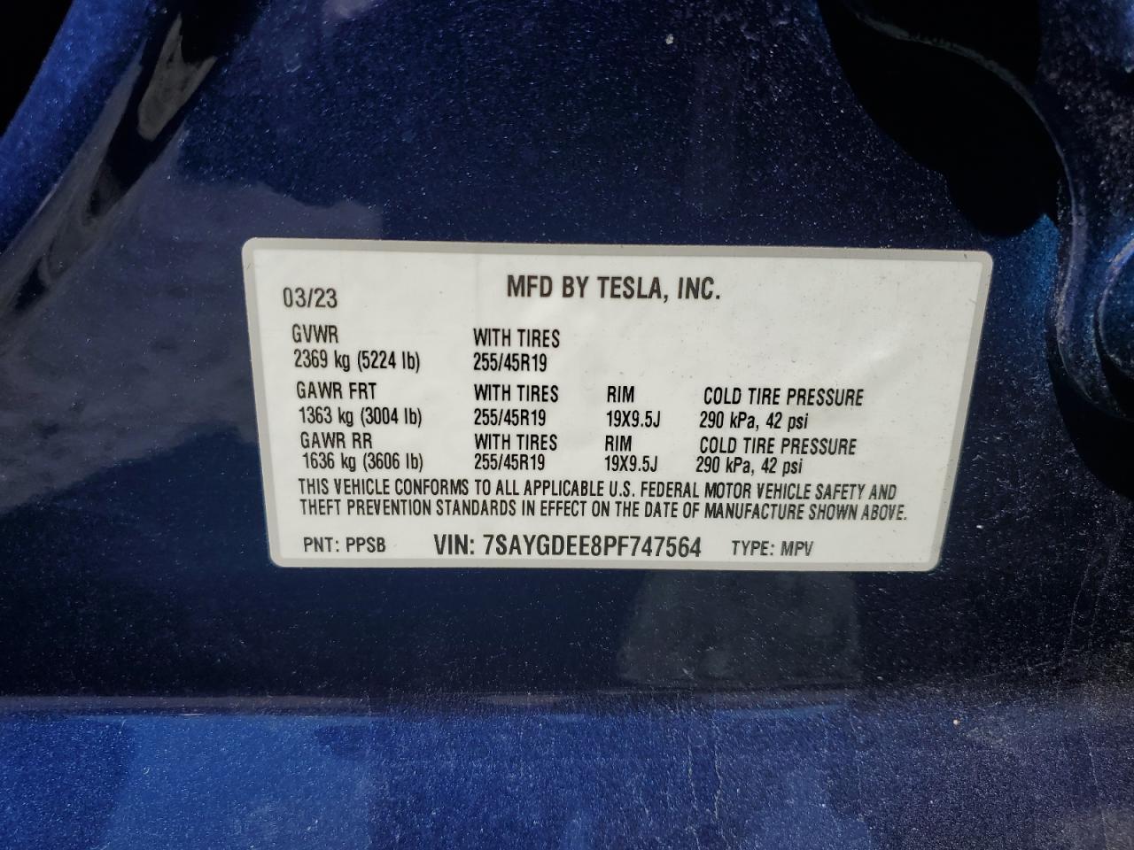 7SAYGDEE8PF747564 2023 Tesla Model Y