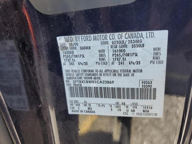 2001 Ford F150 VIN: 2FTRX18W01CA23869 Lot: 59588414