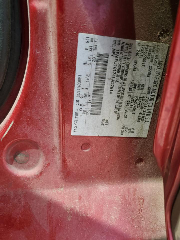 1FMFU18L74LA27814 2004 Ford Expedition Eddie Bauer