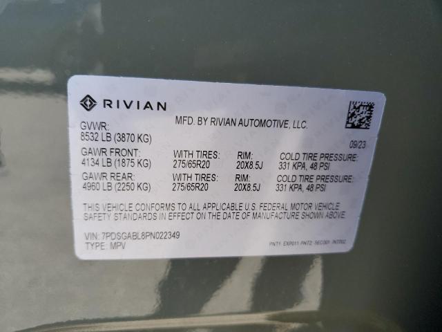 2023 Rivian R1S Launch Edition VIN: 7PDSGABL8PN022349 Lot: 59588664