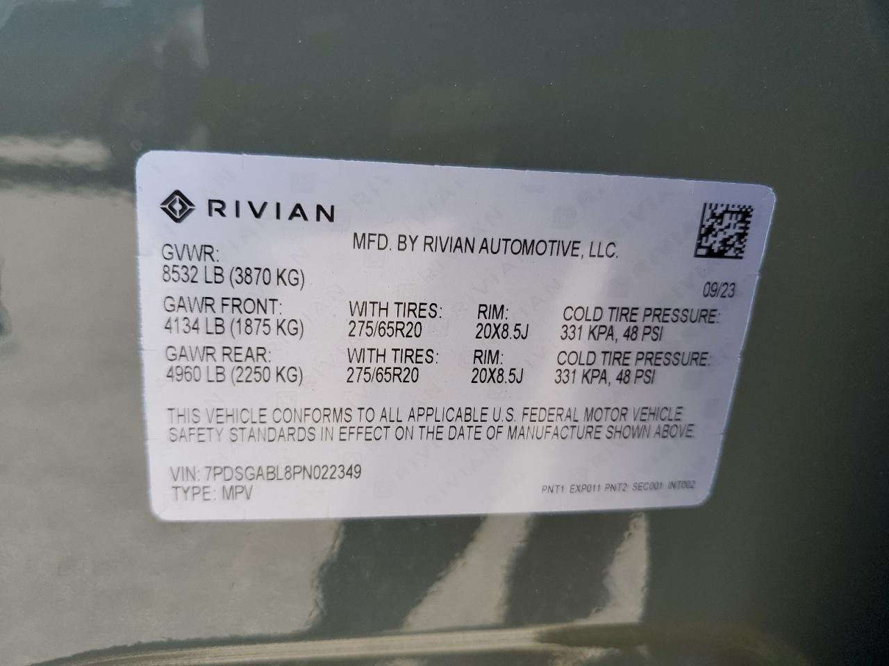 7PDSGABL8PN022349 2023 Rivian R1S Launch Edition