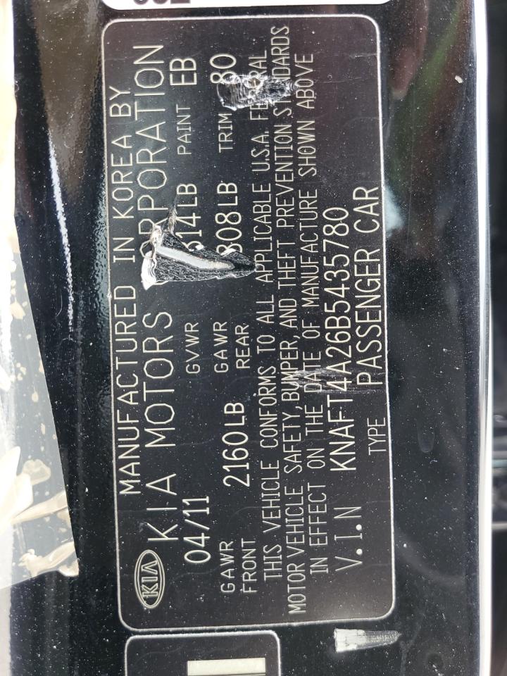 KNAFT4A26B5435780 2011 Kia Forte Lx